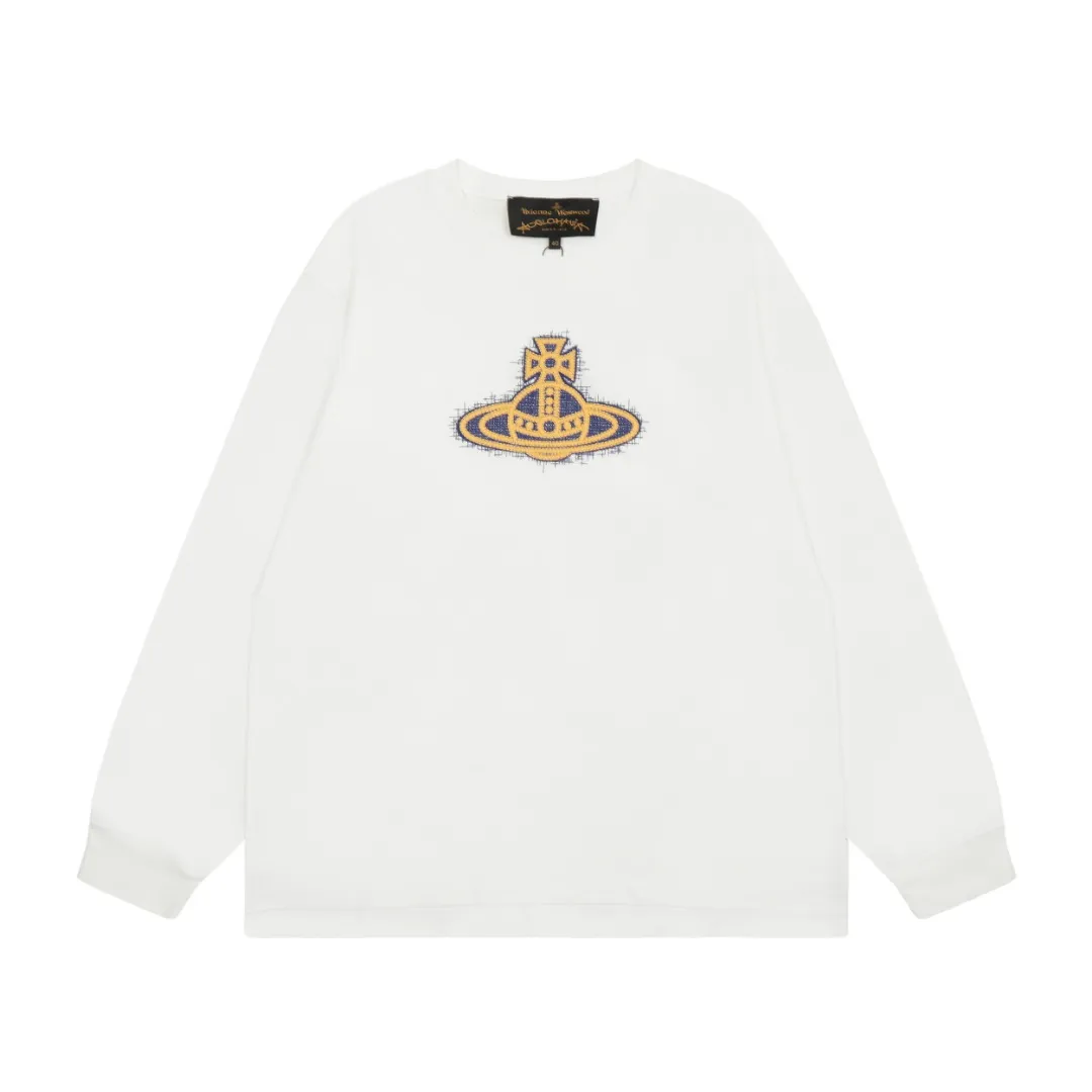 vivienne west wood West Queen Mother's Pattern Embroidery Heavy Industry Saturn Long Sleeves Very practical for inner wear and outer wear Hem matching slit design Full range of correct accessories Every detail is fully restored Straight to full size Size: XS S M L Black White